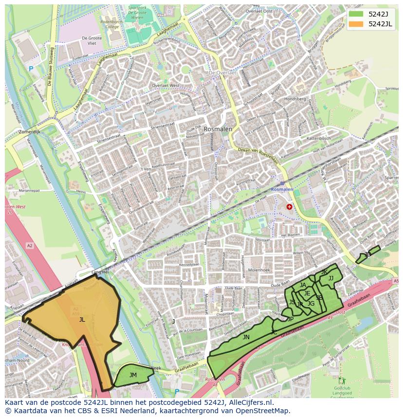 Afbeelding van het postcodegebied 5242 JL op de kaart.