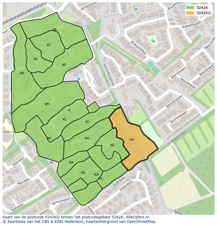 Afbeelding van het postcodegebied 5242 KG op de kaart.