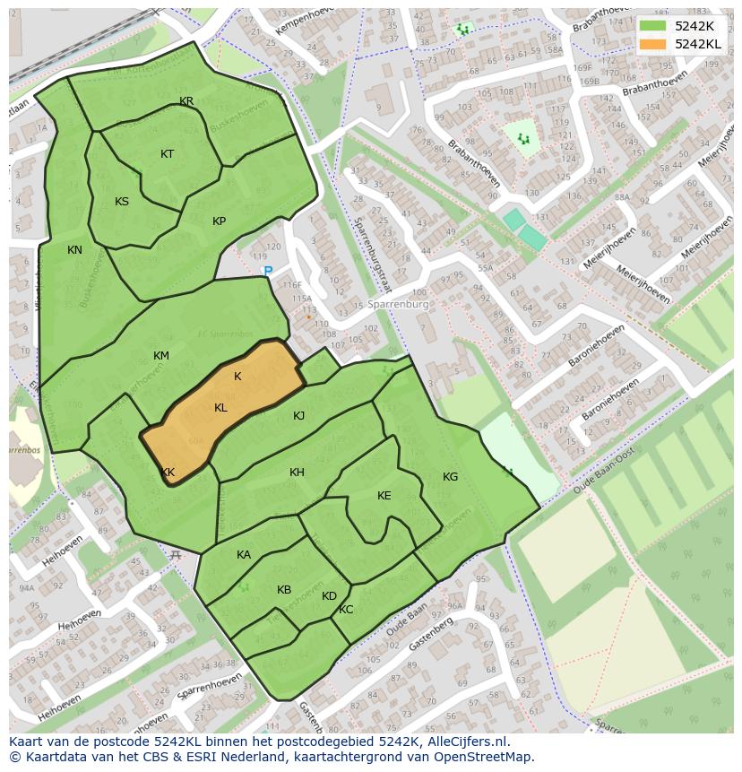 Afbeelding van het postcodegebied 5242 KL op de kaart.