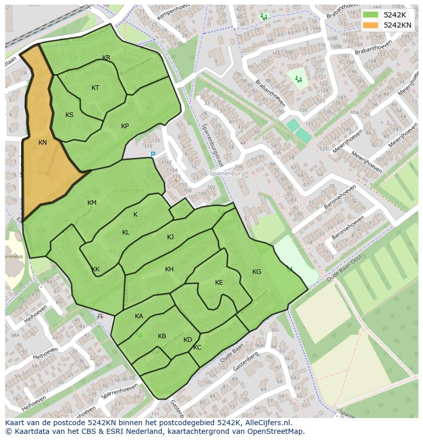 Afbeelding van het postcodegebied 5242 KN op de kaart.