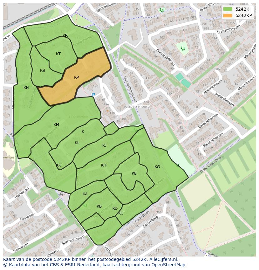 Afbeelding van het postcodegebied 5242 KP op de kaart.