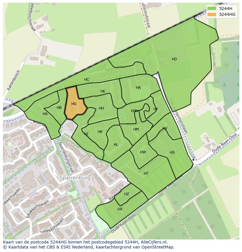 Afbeelding van het postcodegebied 5244 HG op de kaart.