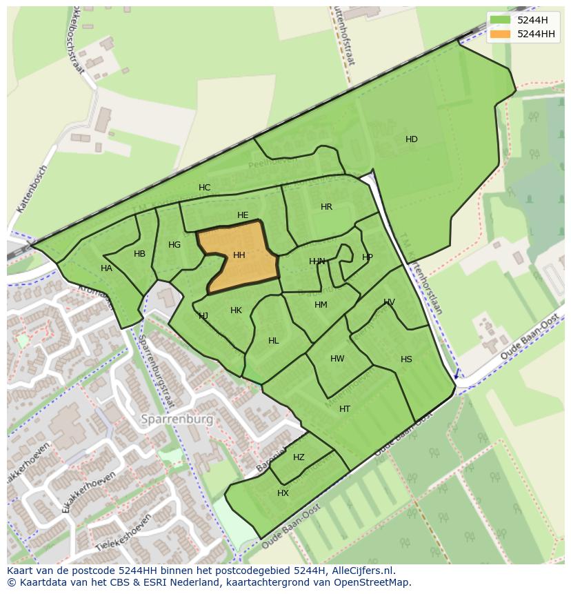 Afbeelding van het postcodegebied 5244 HH op de kaart.
