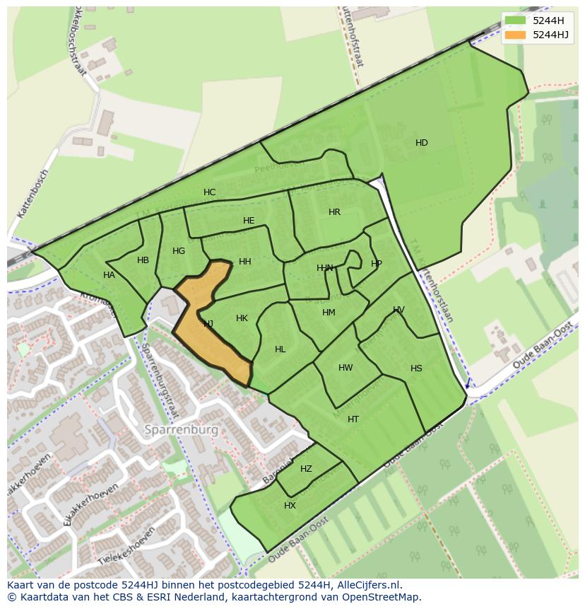 Afbeelding van het postcodegebied 5244 HJ op de kaart.