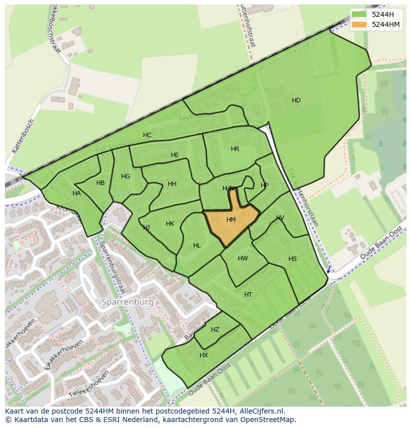 Afbeelding van het postcodegebied 5244 HM op de kaart.
