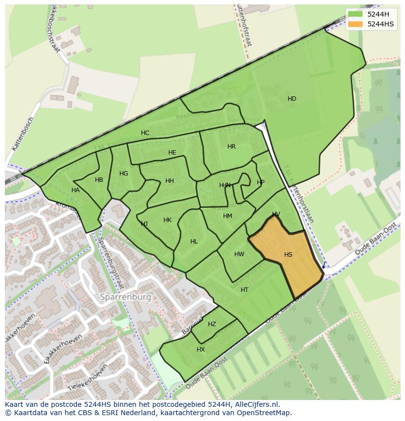 Afbeelding van het postcodegebied 5244 HS op de kaart.