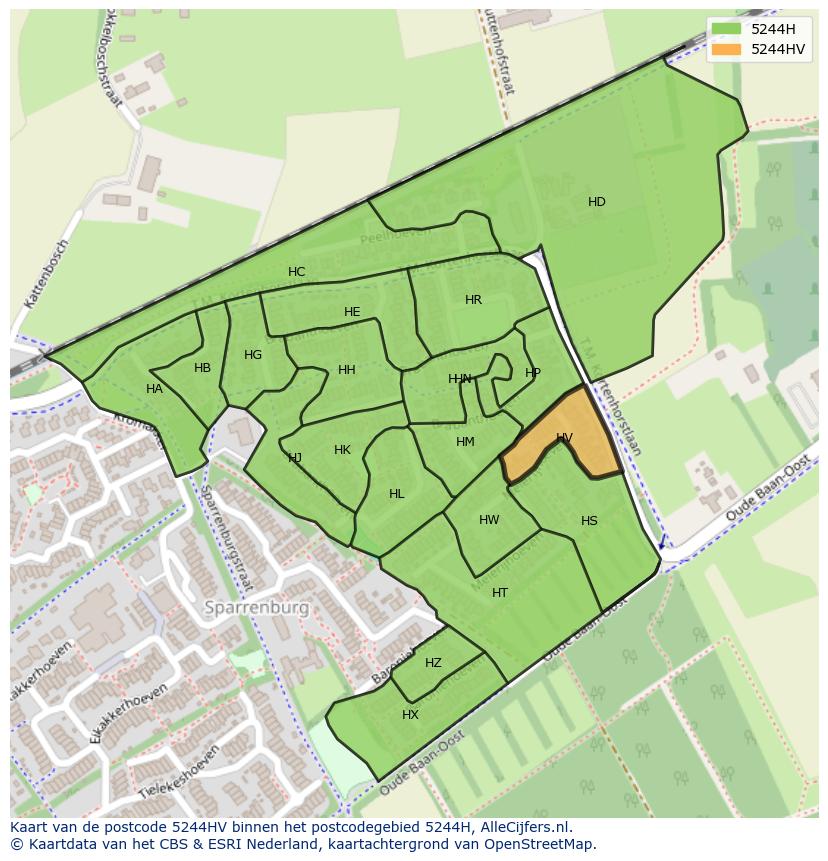 Afbeelding van het postcodegebied 5244 HV op de kaart.