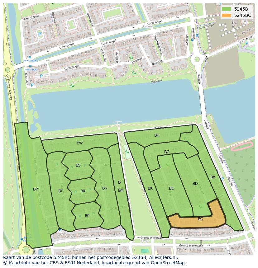 Afbeelding van het postcodegebied 5245 BC op de kaart.