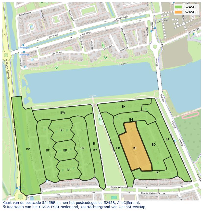 Afbeelding van het postcodegebied 5245 BE op de kaart.