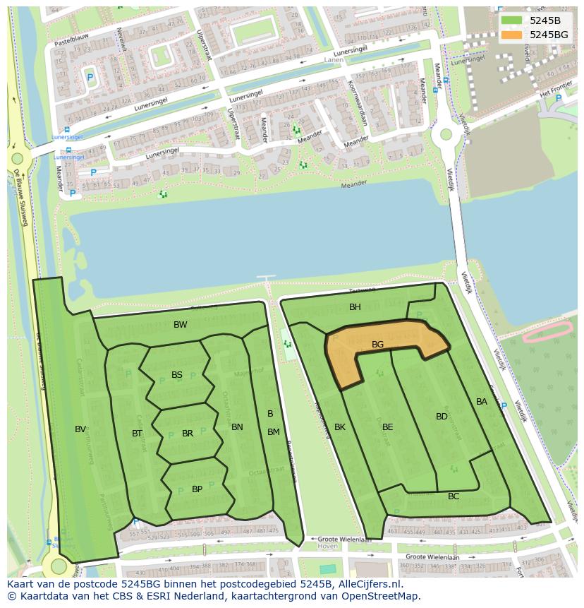 Afbeelding van het postcodegebied 5245 BG op de kaart.