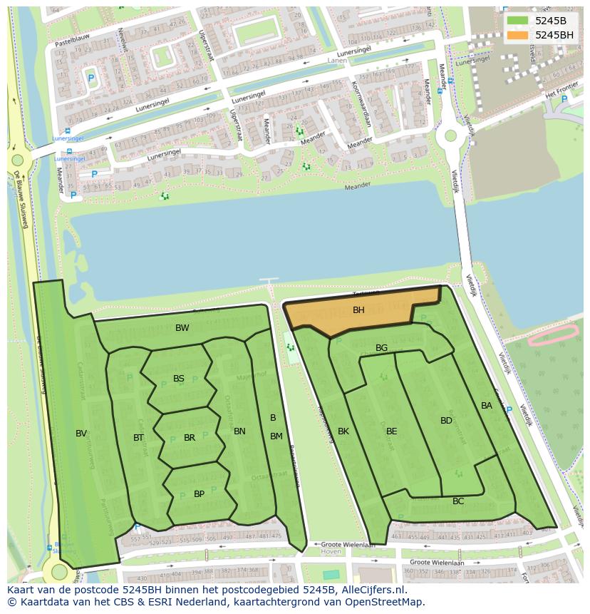 Afbeelding van het postcodegebied 5245 BH op de kaart.