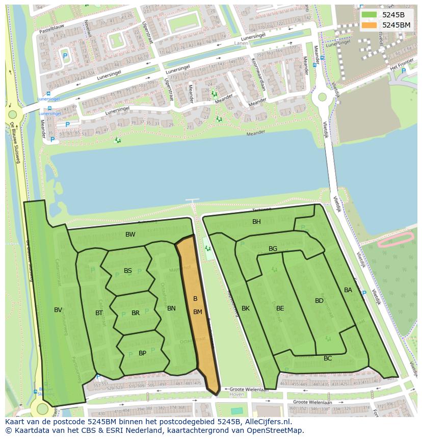 Afbeelding van het postcodegebied 5245 BM op de kaart.