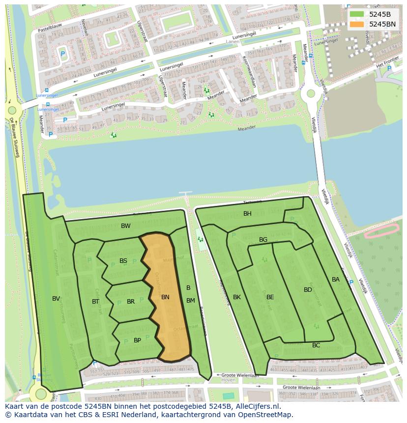 Afbeelding van het postcodegebied 5245 BN op de kaart.