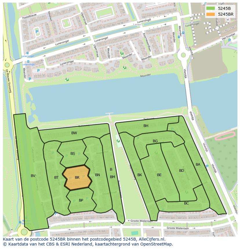 Afbeelding van het postcodegebied 5245 BR op de kaart.