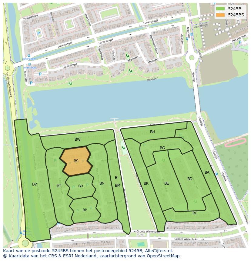 Afbeelding van het postcodegebied 5245 BS op de kaart.