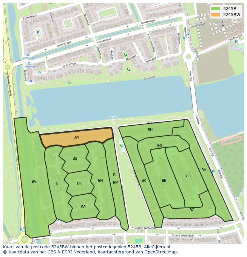 Afbeelding van het postcodegebied 5245 BW op de kaart.