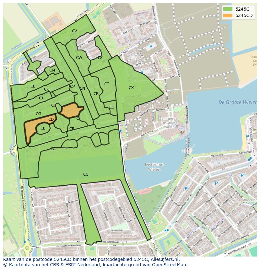 Afbeelding van het postcodegebied 5245 CD op de kaart.