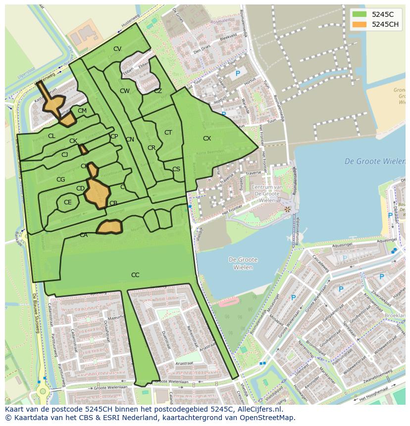 Afbeelding van het postcodegebied 5245 CH op de kaart.