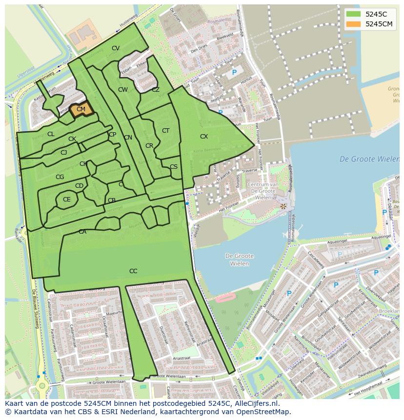 Afbeelding van het postcodegebied 5245 CM op de kaart.