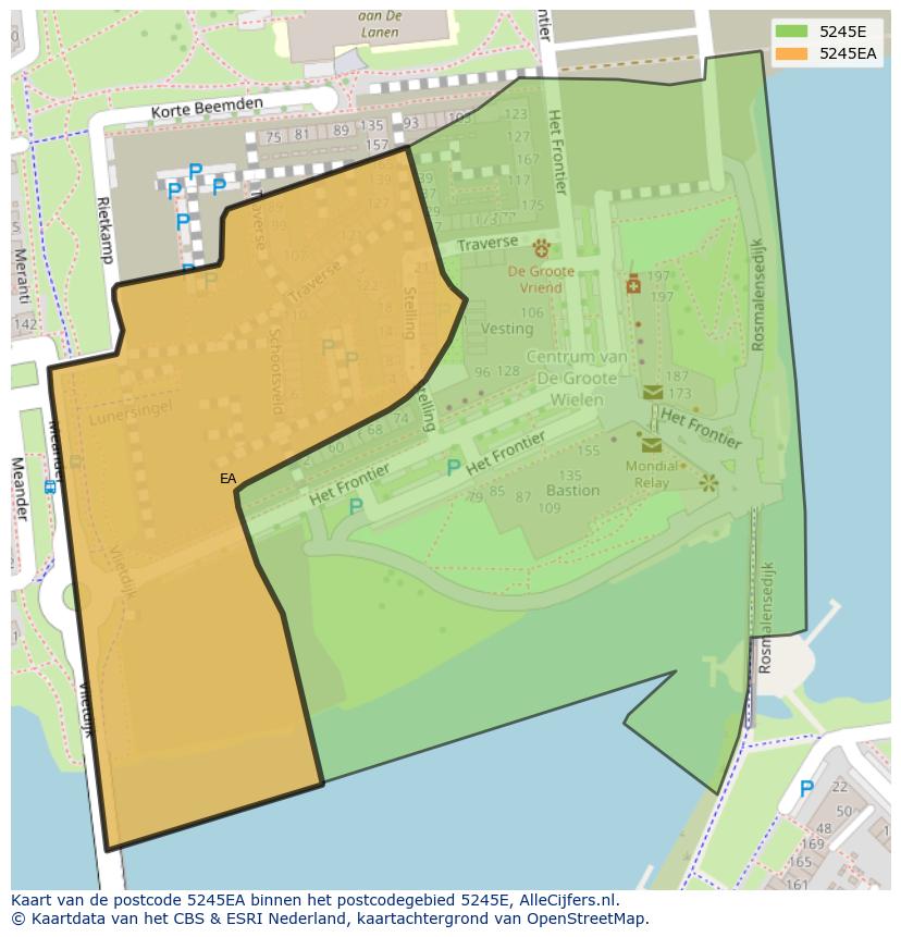 Afbeelding van het postcodegebied 5245 EA op de kaart.