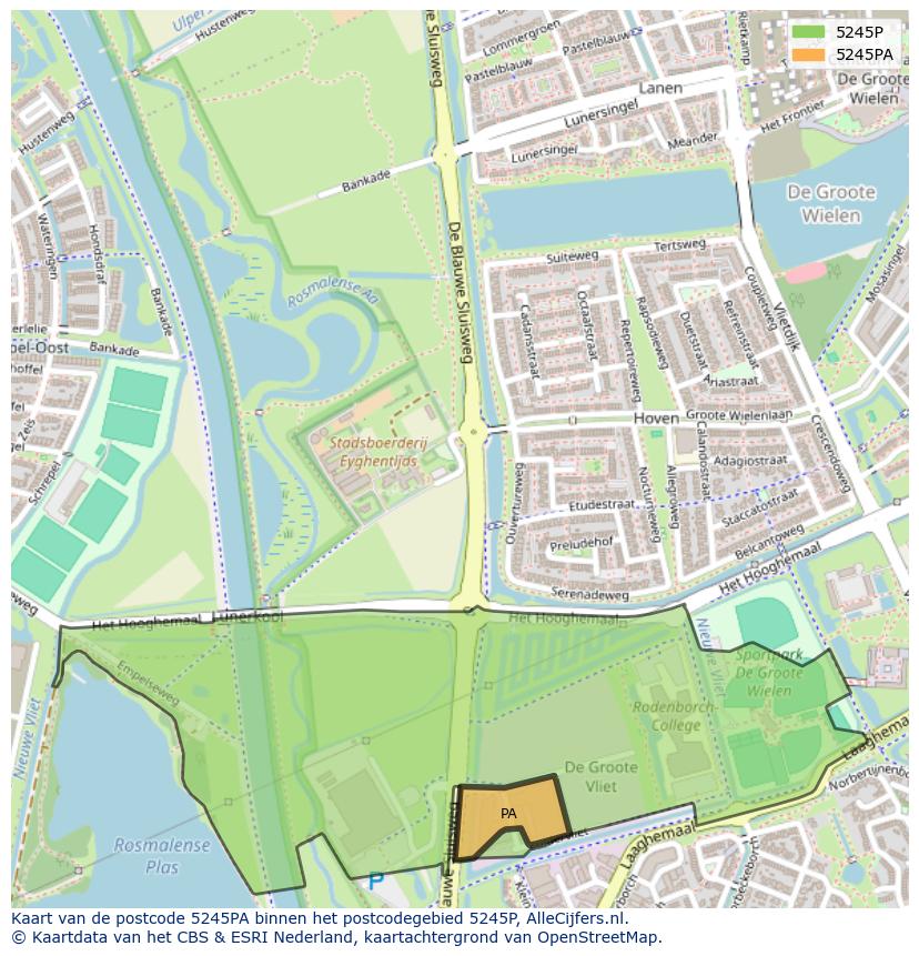 Afbeelding van het postcodegebied 5245 PA op de kaart.