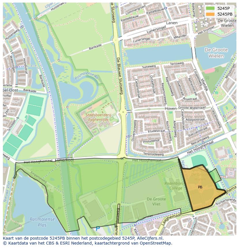 Afbeelding van het postcodegebied 5245 PB op de kaart.