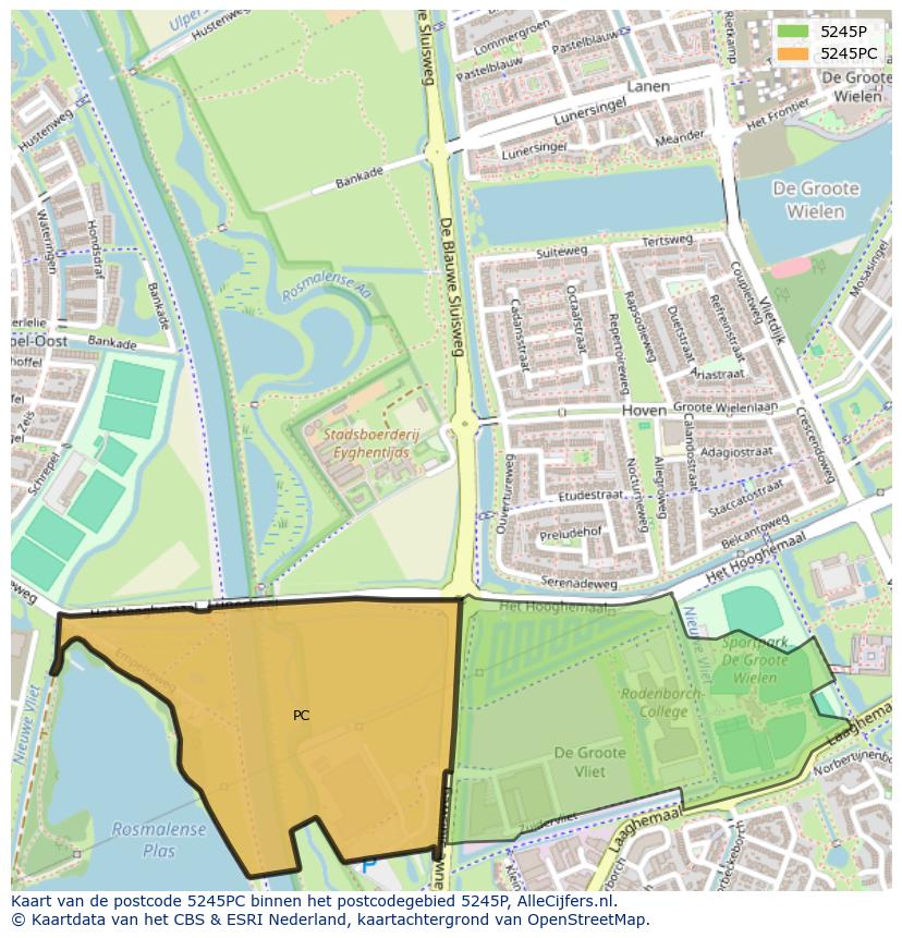 Afbeelding van het postcodegebied 5245 PC op de kaart.