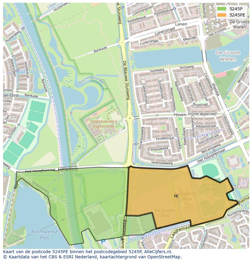 Afbeelding van het postcodegebied 5245 PE op de kaart.
