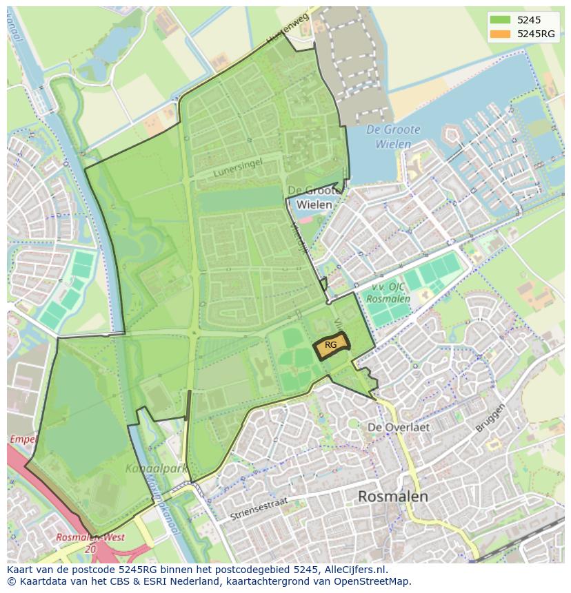 Afbeelding van het postcodegebied 5245 RG op de kaart.