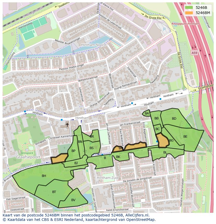 Afbeelding van het postcodegebied 5246 BM op de kaart.