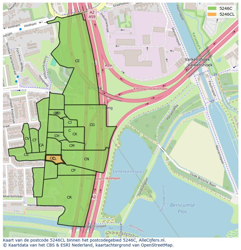Afbeelding van het postcodegebied 5246 CL op de kaart.