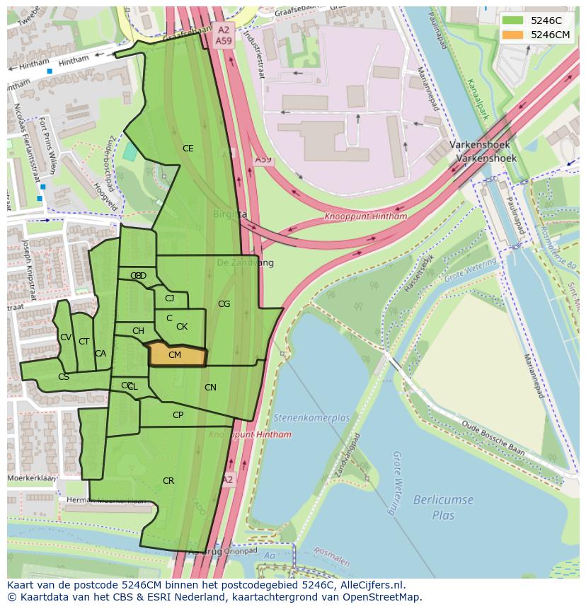 Afbeelding van het postcodegebied 5246 CM op de kaart.