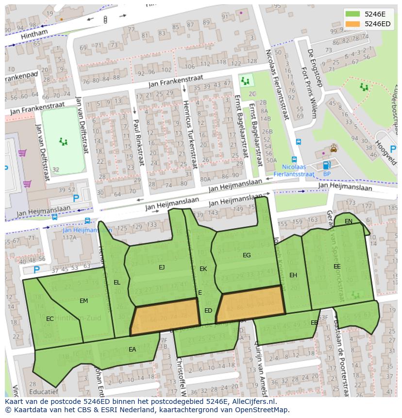 Afbeelding van het postcodegebied 5246 ED op de kaart.