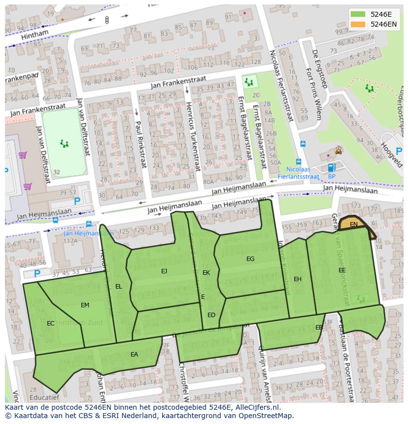 Afbeelding van het postcodegebied 5246 EN op de kaart.