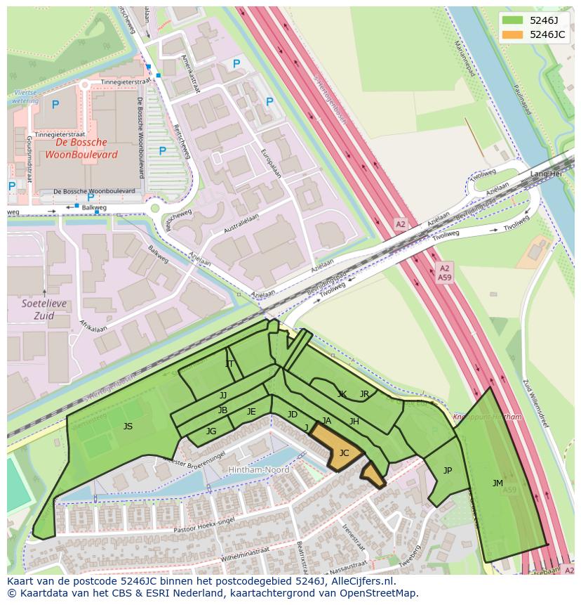 Afbeelding van het postcodegebied 5246 JC op de kaart.