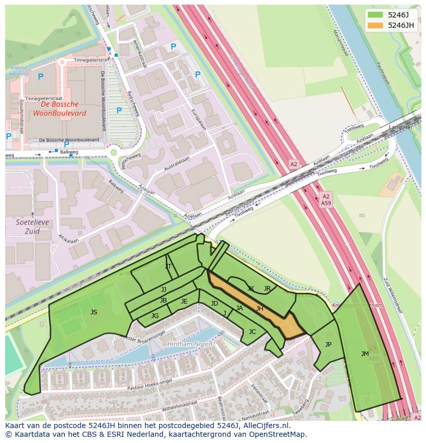 Afbeelding van het postcodegebied 5246 JH op de kaart.