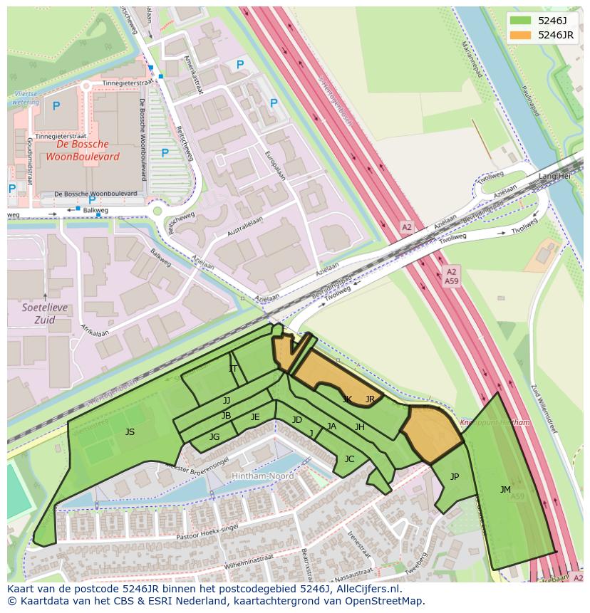 Afbeelding van het postcodegebied 5246 JR op de kaart.