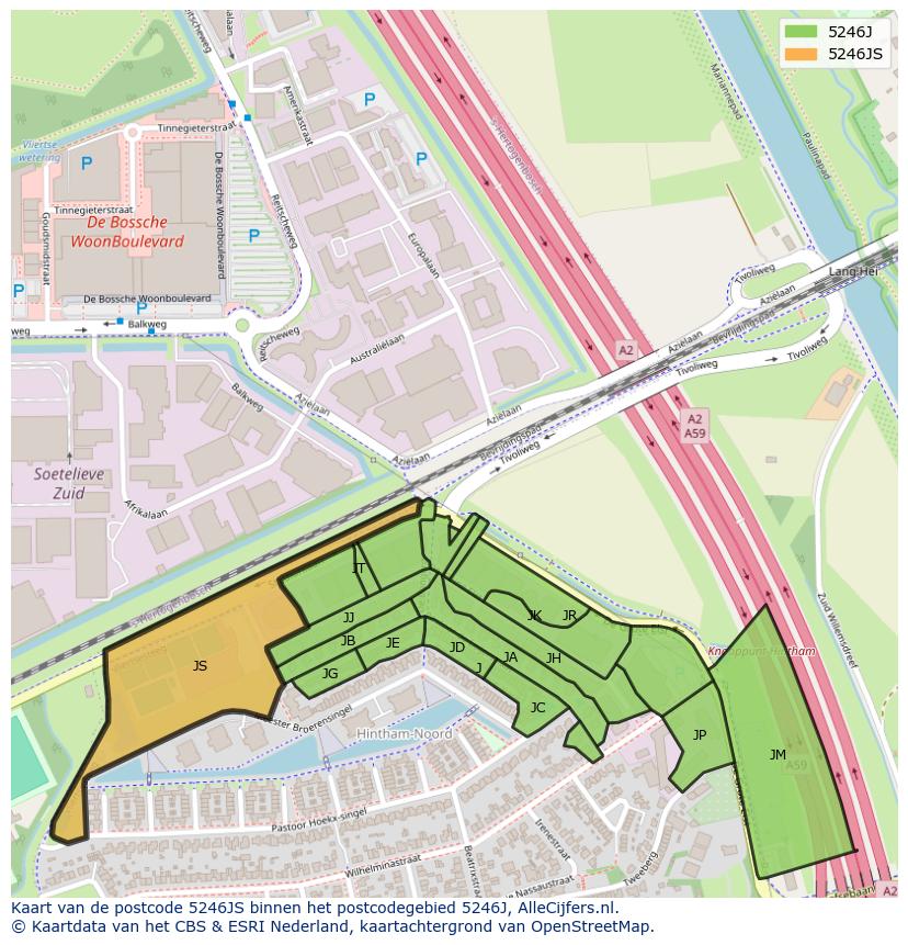 Afbeelding van het postcodegebied 5246 JS op de kaart.