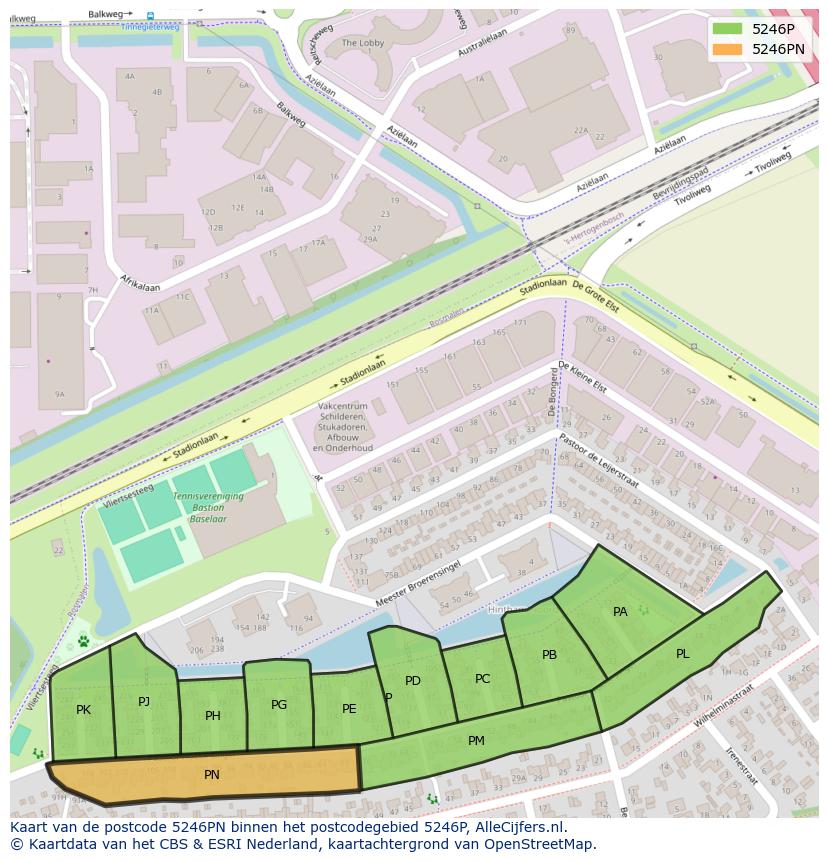 Afbeelding van het postcodegebied 5246 PN op de kaart.