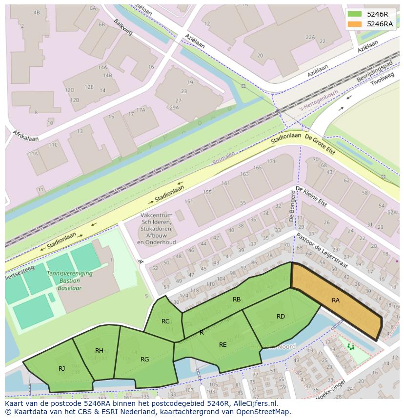 Afbeelding van het postcodegebied 5246 RA op de kaart.