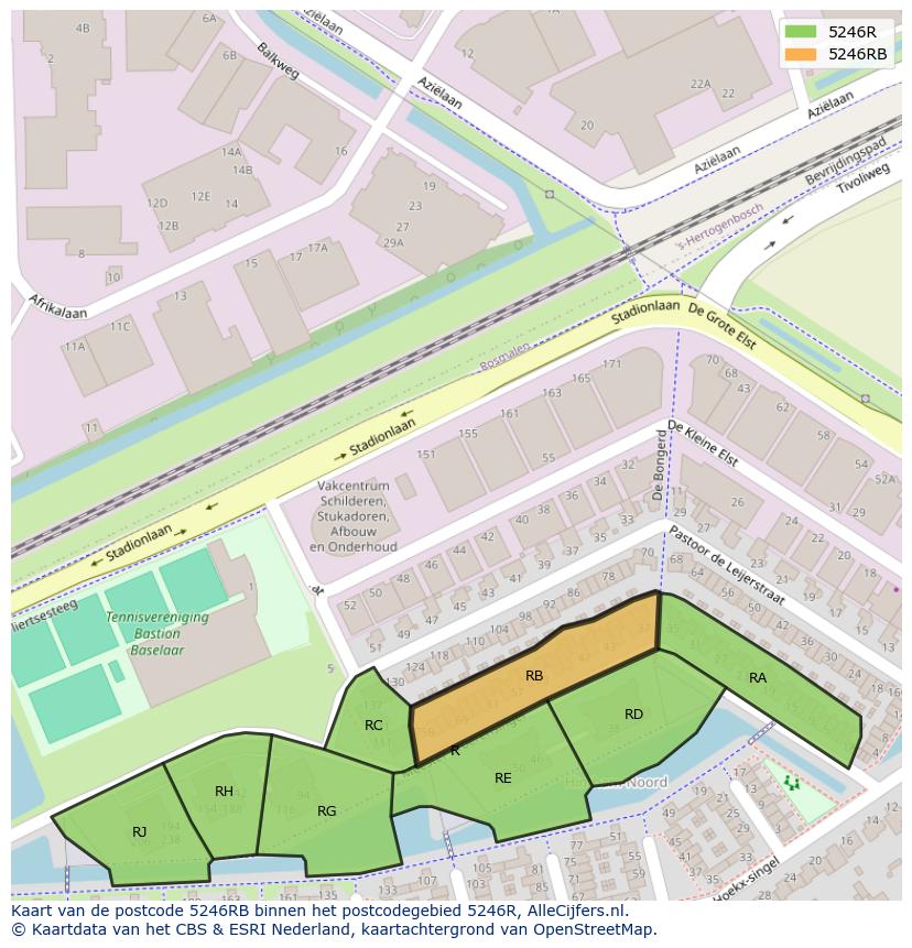 Afbeelding van het postcodegebied 5246 RB op de kaart.