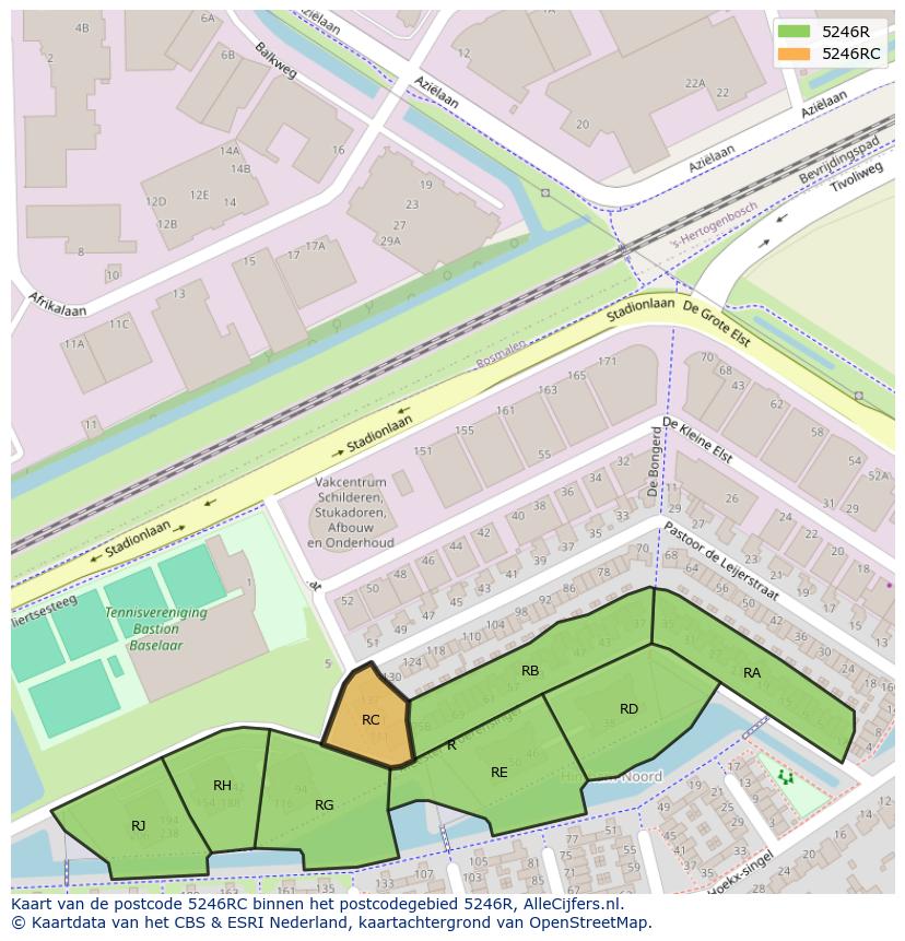 Afbeelding van het postcodegebied 5246 RC op de kaart.