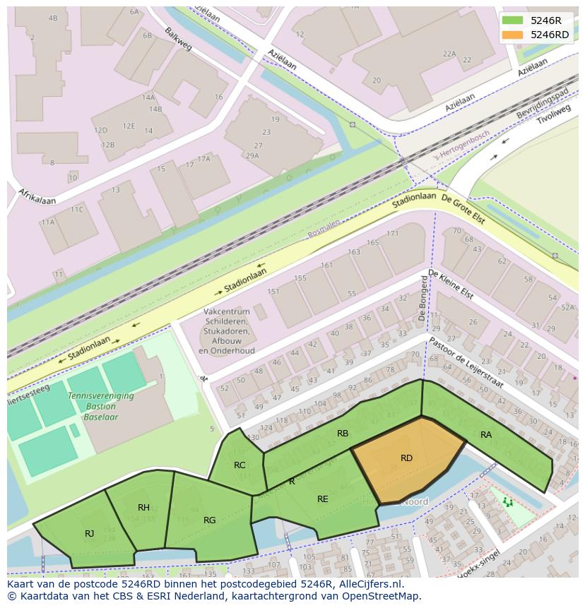 Afbeelding van het postcodegebied 5246 RD op de kaart.