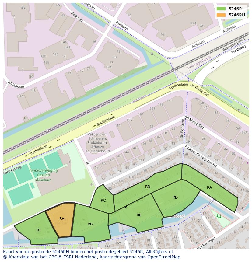 Afbeelding van het postcodegebied 5246 RH op de kaart.