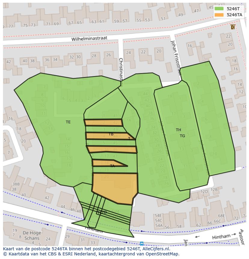 Afbeelding van het postcodegebied 5246 TA op de kaart.