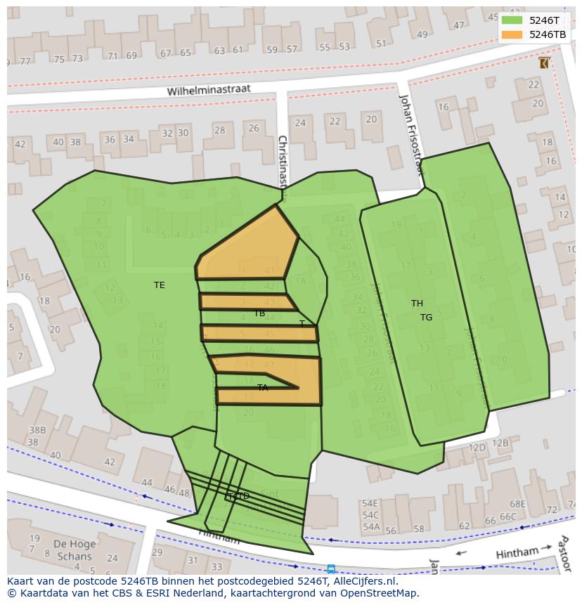 Afbeelding van het postcodegebied 5246 TB op de kaart.