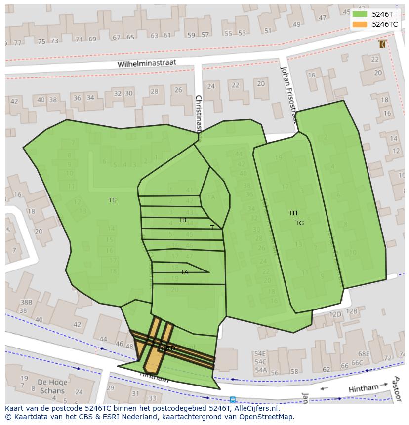Afbeelding van het postcodegebied 5246 TC op de kaart.