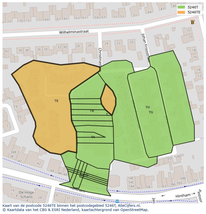 Afbeelding van het postcodegebied 5246 TE op de kaart.