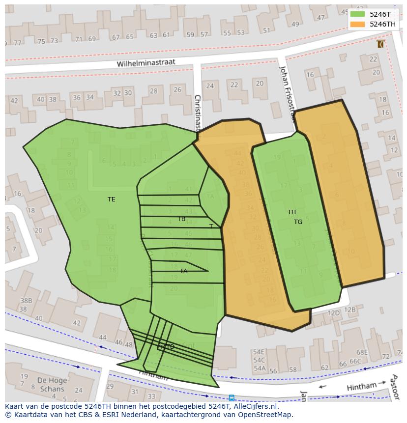 Afbeelding van het postcodegebied 5246 TH op de kaart.