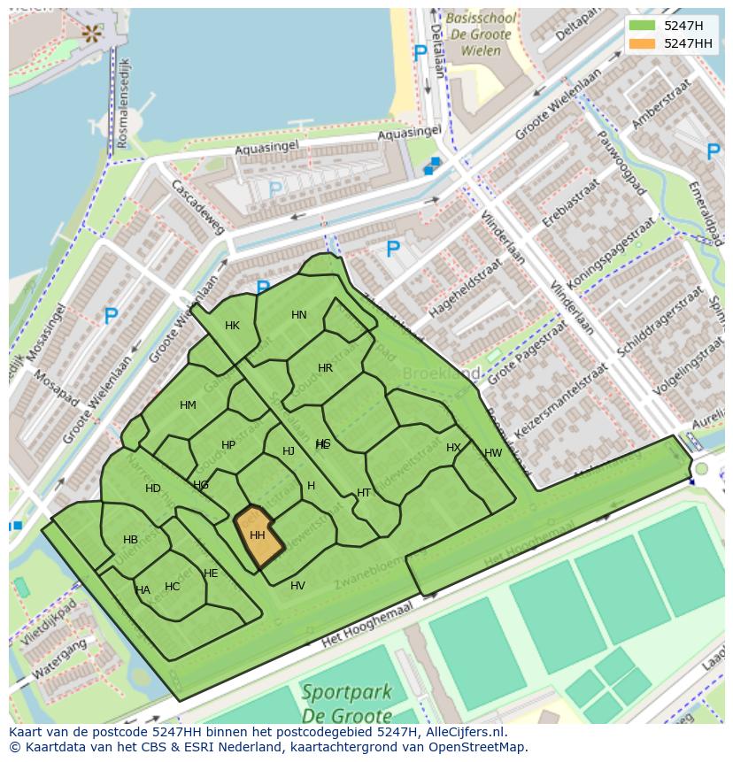 Afbeelding van het postcodegebied 5247 HH op de kaart.